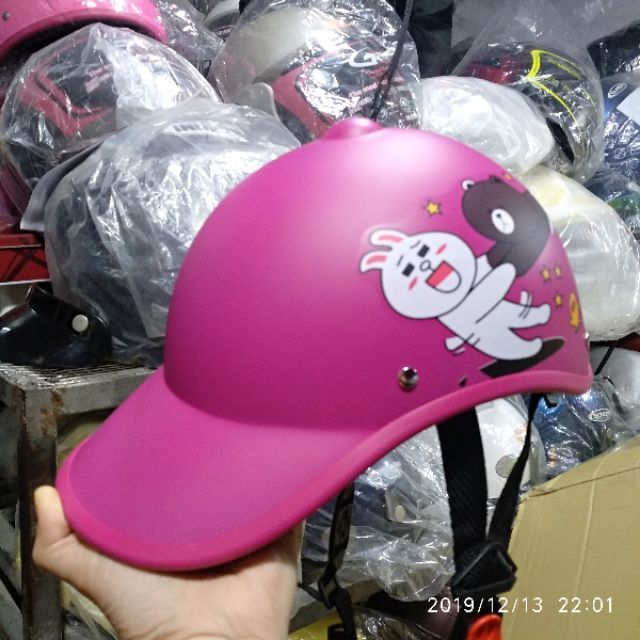 Mũ bảo hiểm lưỡi trai thời trang cho nam nữ [Màu hồng]