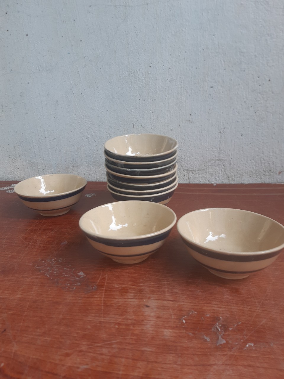 Chén bún đậu mắm tôm viền xanh 10 cái