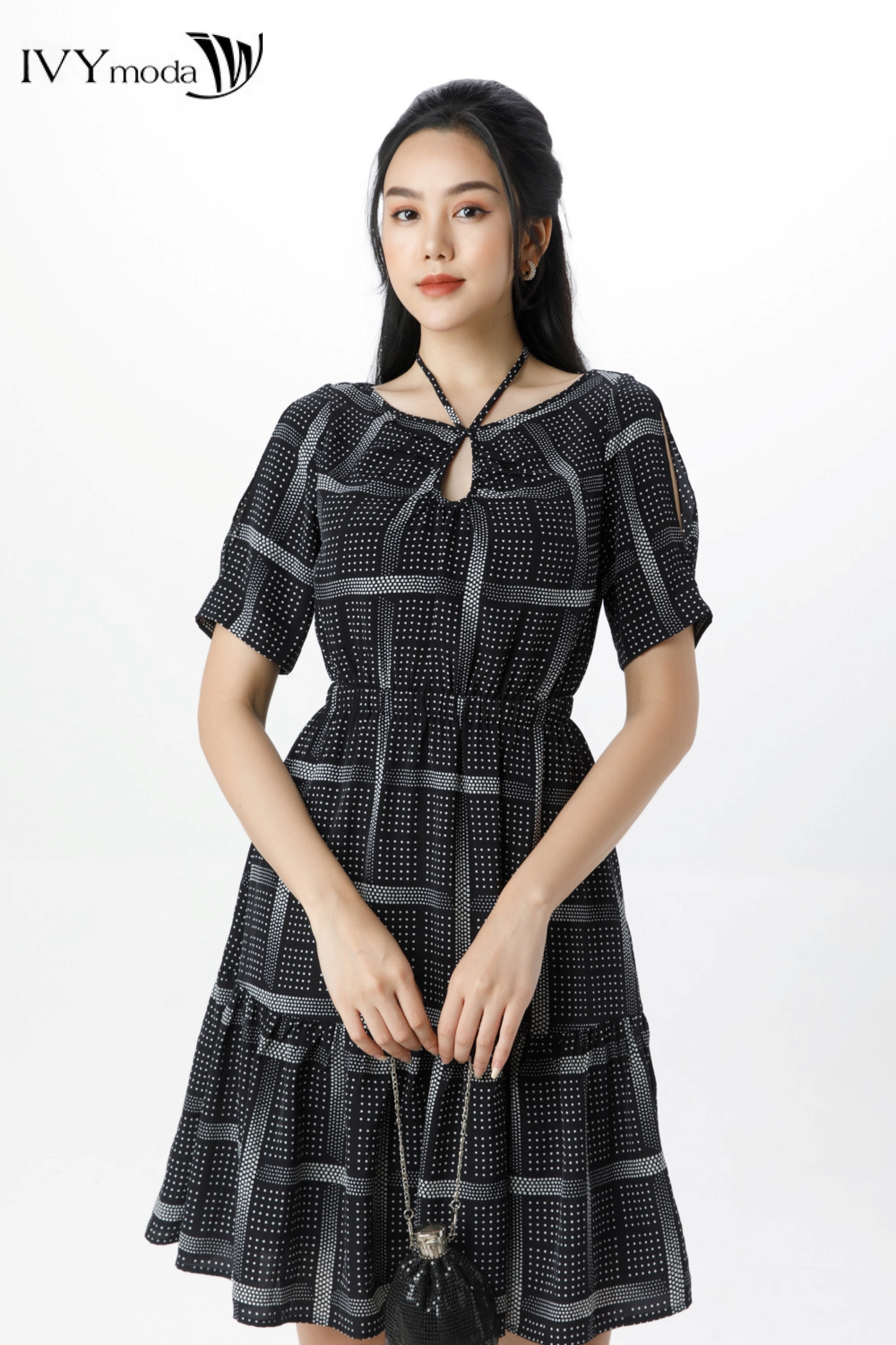 Đầm lụa phối dây - calantha dress ivy moda ms 48m7475