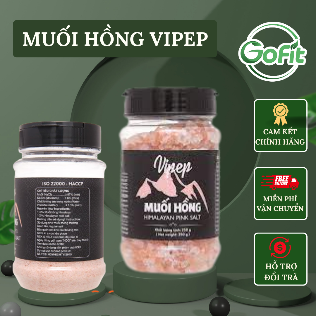 Muối hồng Himalaya Vipep hạt nguyên chất