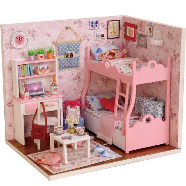 Bộ mô hình lắp ghép DIY ngôi nhà búp bê kute room gỗ