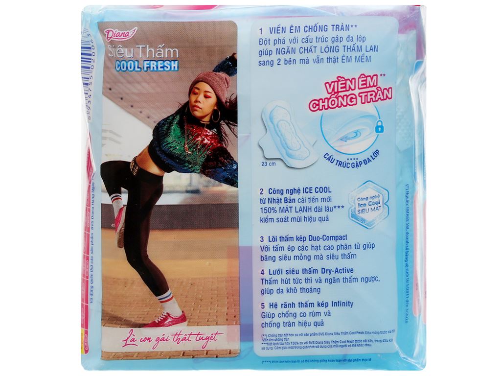 BĂNG VỆ SINH DIANA SIÊU THẤM COOL FRESH 8 MIẾNG