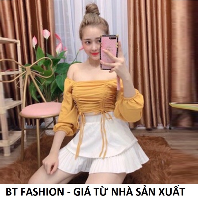 Chân Váy Xòe Ngắn Thời Trang Hàn Quốc Mới - BT Fashion (XÒE 2T Dập Ly Tầng Dưới) - VA05