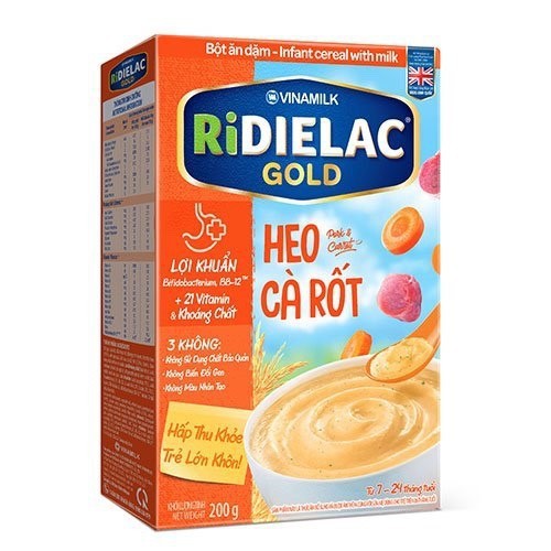 Bột ăn dặm RIDIELAC GOLD Heo cà rốt 200g