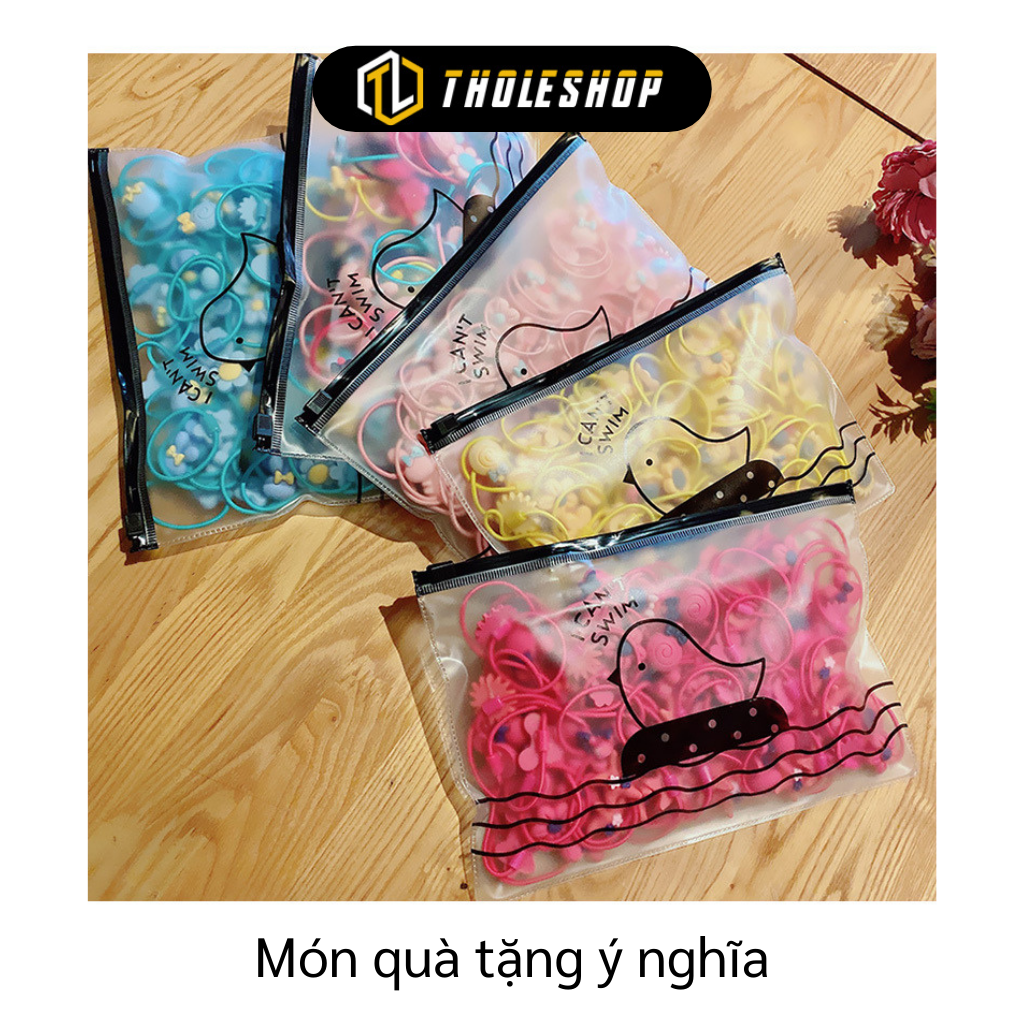Thun cột tóc - Túi 1000 chun cột tóc nhiều màu bền, co giãn - Túi zip buộc tóc