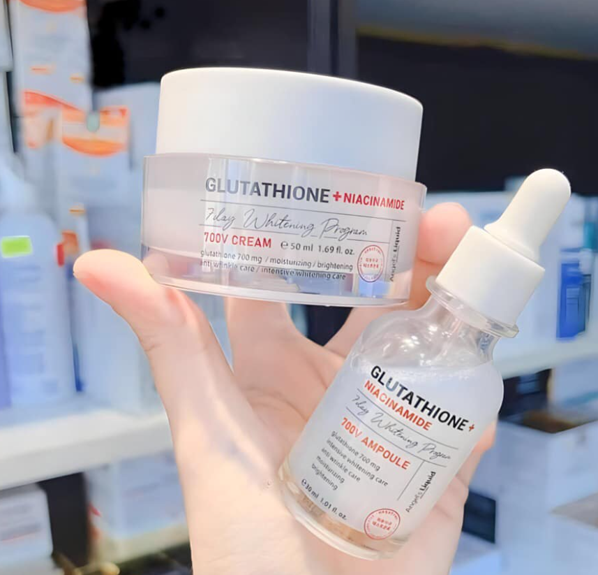 Combo Dưỡng Trắng Da 7DAY Angel's Liquid Whitening Program Gutathione 700V (Serum & Cream)
