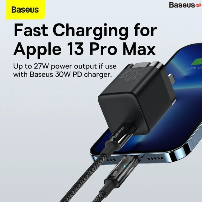 Cáp Sạc nhanh Tự Ngắt Gen2 Baseus Explorer Series cho iPhone/ iPad (Type C to Lightning Auto Power-Off, PD 20W Fast Charging Data Cable )