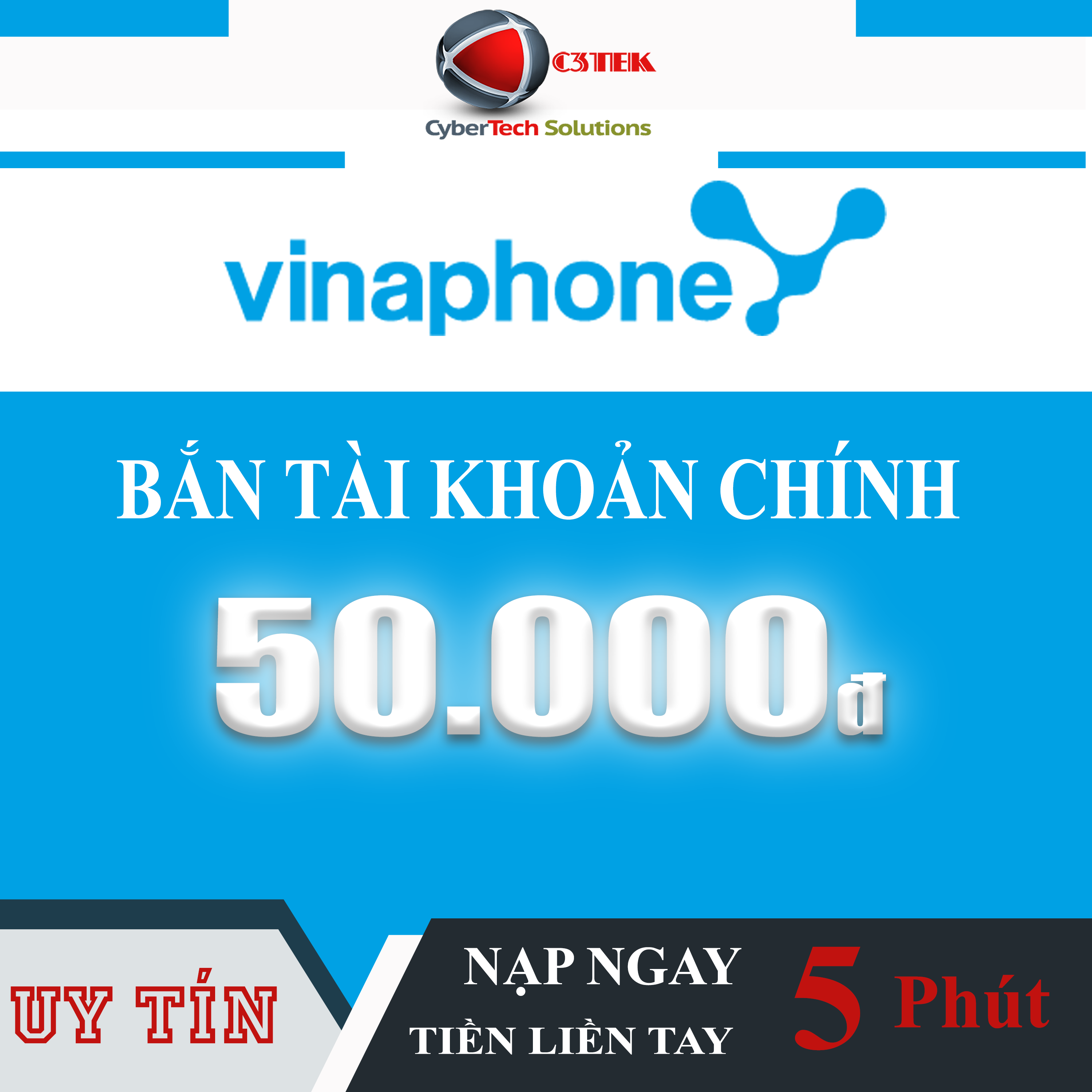 [HCM][BẮN TKC] VINAPHONE 50K - Bắn tiền vào thuê bao trả trước - C3TEK