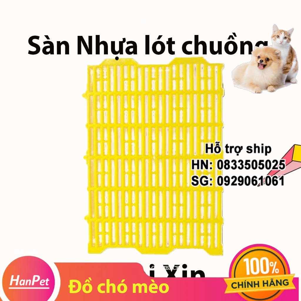 Hanpet - Tấm nhựa ghép sàn chuồng chó mèo Loại 1 nặng 1,4kg Sàn nhựa ghép sàn chó vàng chanh