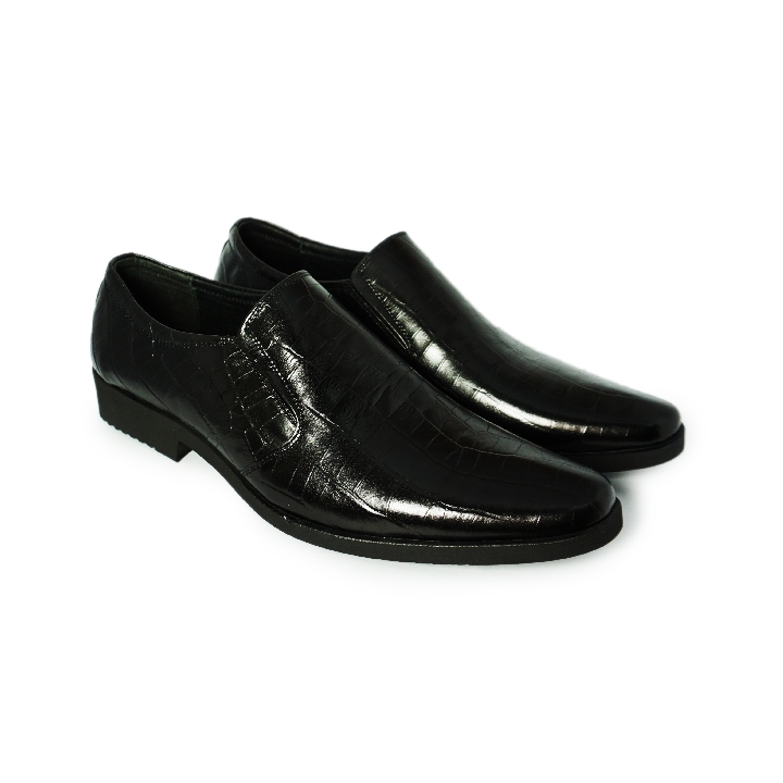 [SIÊU SỐC] Giày tây nam da bò thật Happyshoes, da bò được dập vân cá sấu sang trọng, lịch lãm, đế cao su khâu chắc chắn, có rãnh chống trượt an toàn - HS02