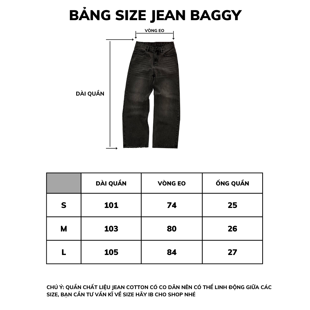 Quần jean baggy KAWSTEE chất liệu jean wash basic