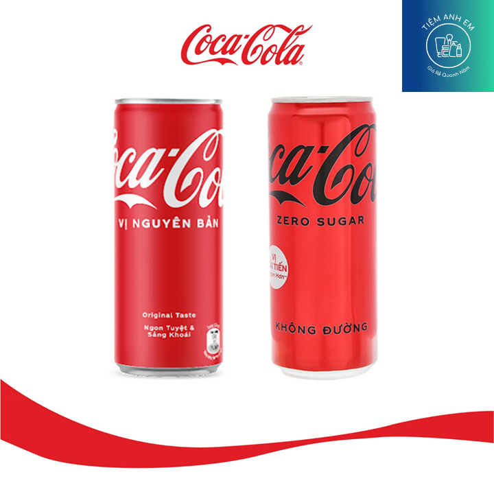 Coca Cola Vị Nguyên Bản Lon 320ml Có Đường Và Không Đường - 1 Lon 1 Lốc