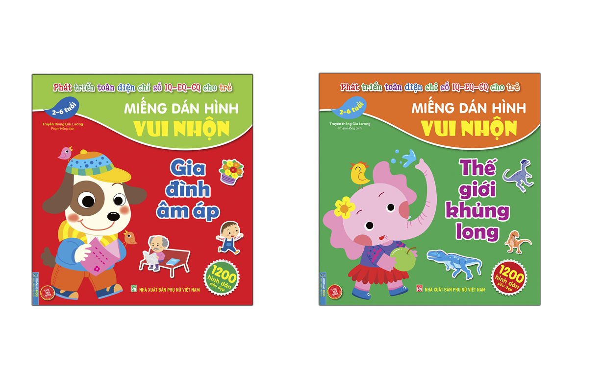 Sách - Combo 2c - Miếng dán hình vui nhộn - Thế giới khủng long & Gia đình ấm áp