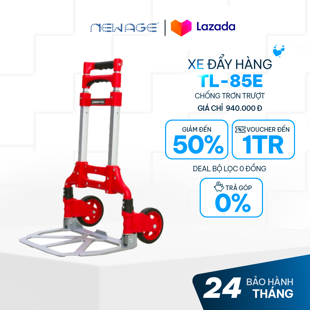 Trolley cart 2 wheel folding compact advindeq tl-85e, trolley shortened load 85kg, aluminum Alloy durable ổn Định-genuine goods warranty 12 months