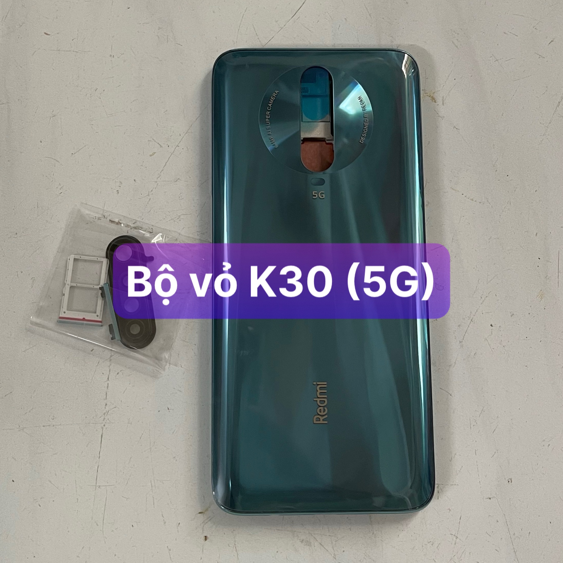 Bộ vỏ Redmi K30 K30i kèm khay sim,phím,kính camera