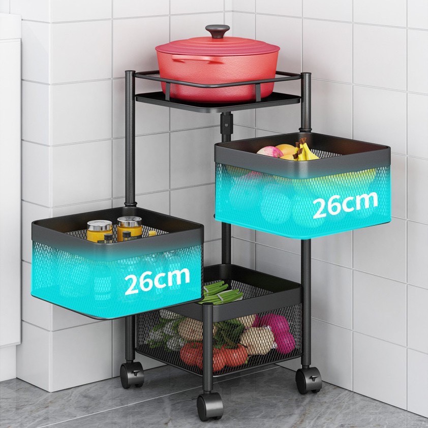 Kệ Xoay 360 Độ Khay Vuông Thông Minh, Kệ Thép Carbon Đa Năng Đựng Vật Dụng, Rau Củ Quả Tiết Kiệm Không Gian Mọi Nơi Litchee Shop