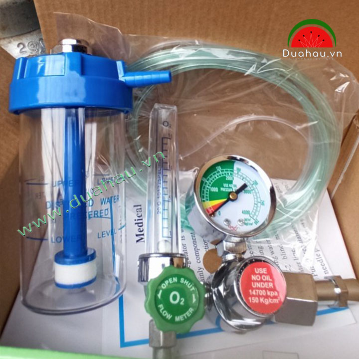 [1 Bộ] Đồng Hồ Oxy Y tế có Mặt nạ chụp