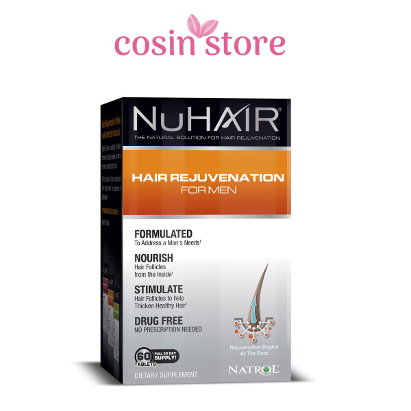 Viên uống Natrol NuHair Hair Rejuvenation for Men 60 viên - Nu Hair hỗ trợ mọc tóc, ngăn ngừa rụng tóc ở nam giới