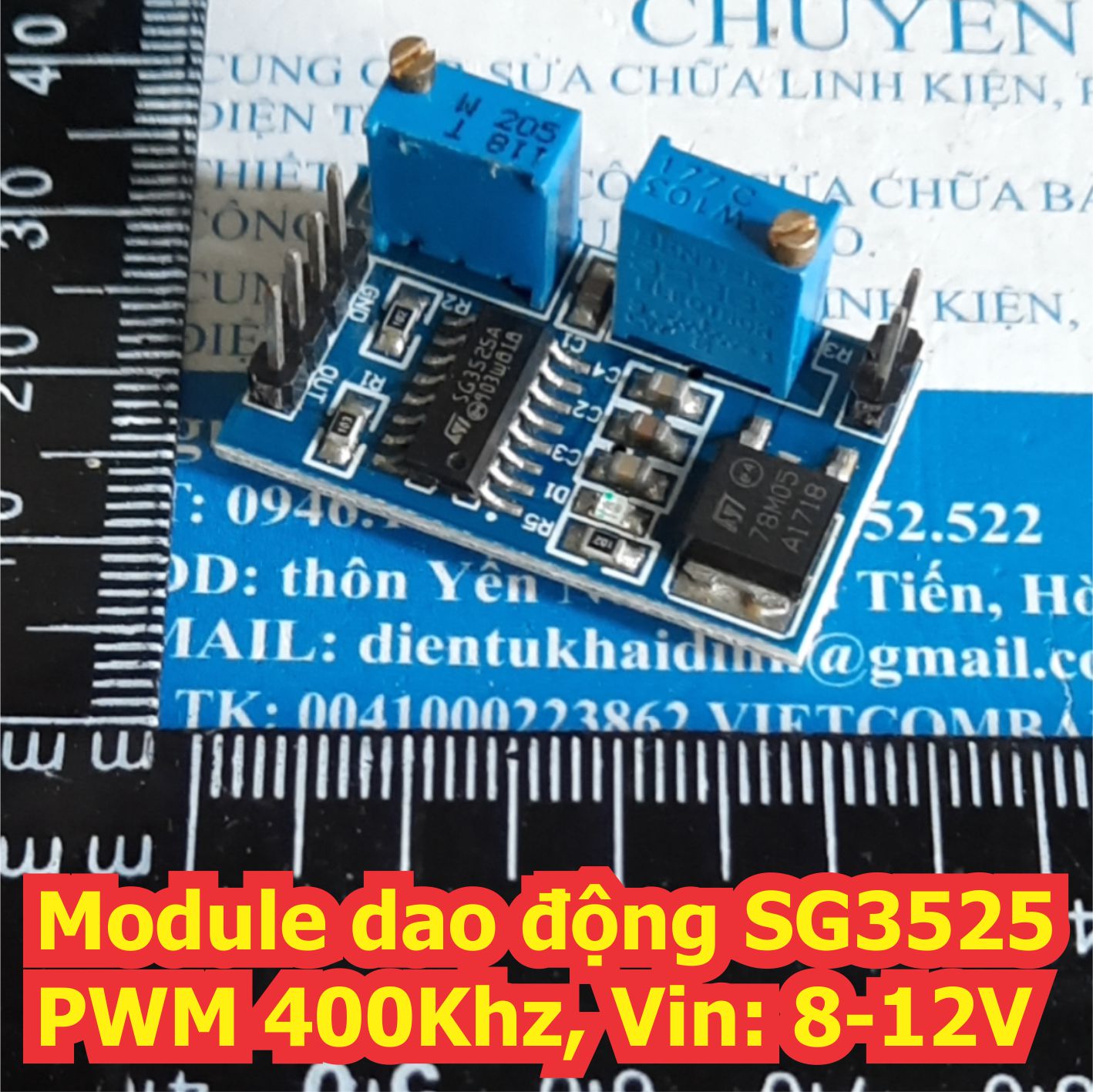 Module dao động SG3525 PWM 200Hz-100Khz, Vin: 8-12V kde0094