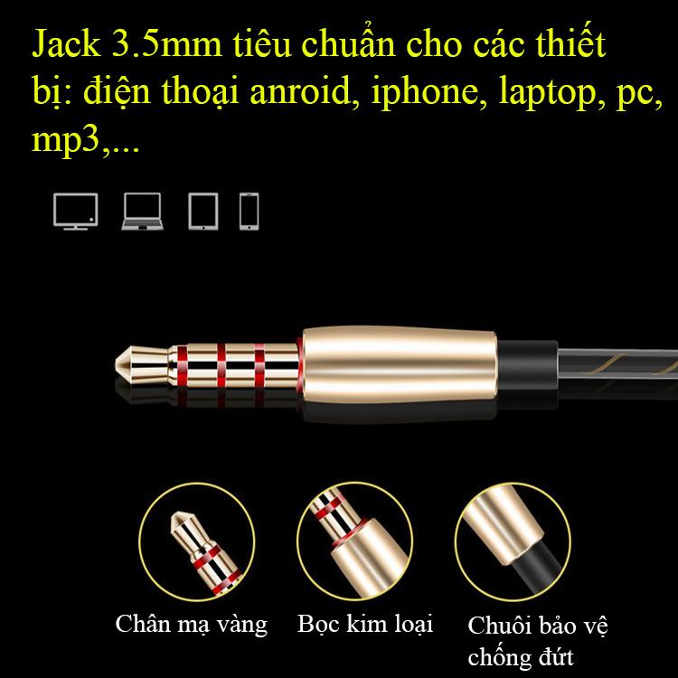 Tai Nghe có dây âm thanh hifi jack 3.5 mic đàm thoại, tai nghe lõi kép nhét tai 4 loa mini, 4 sợi cuốn loa supper bass siêu trầm cực mạnh đa năng đi phượt dùng cho mọi điện thoại giá rẻ 15k