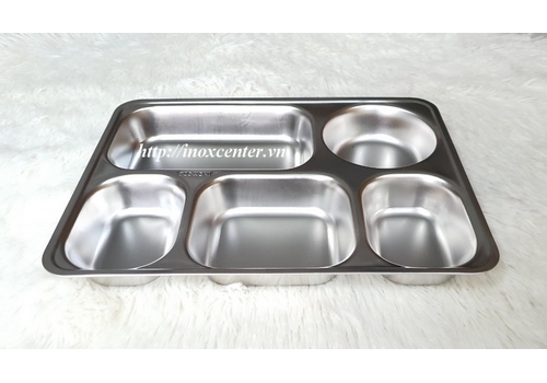 [HCM]Khay cơm 5 ngăn sâu lòng inox lớn - inox 304 ( Không nắp nhựa)
