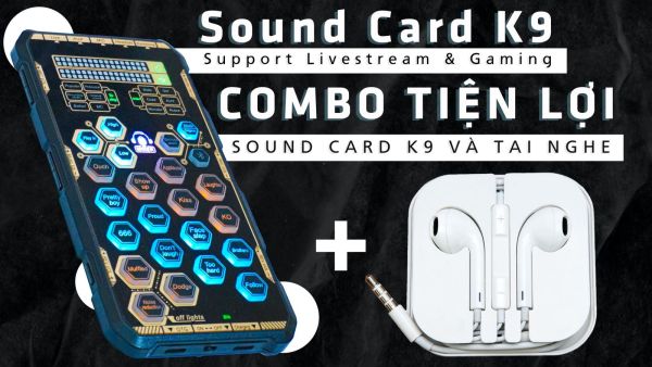 Sound card K9 mobile -Chơi game, thu âm, livestream, karaoke online, pk đơn giản chỉ cần thêm tai nghe - Hỗ trợ auto tune đổi giọng, hiệu ứng vui nhộn - Tích hợp bluetooth 5.0, giảm tiếng ồn, trang bị pin sạc dung lượng cao.