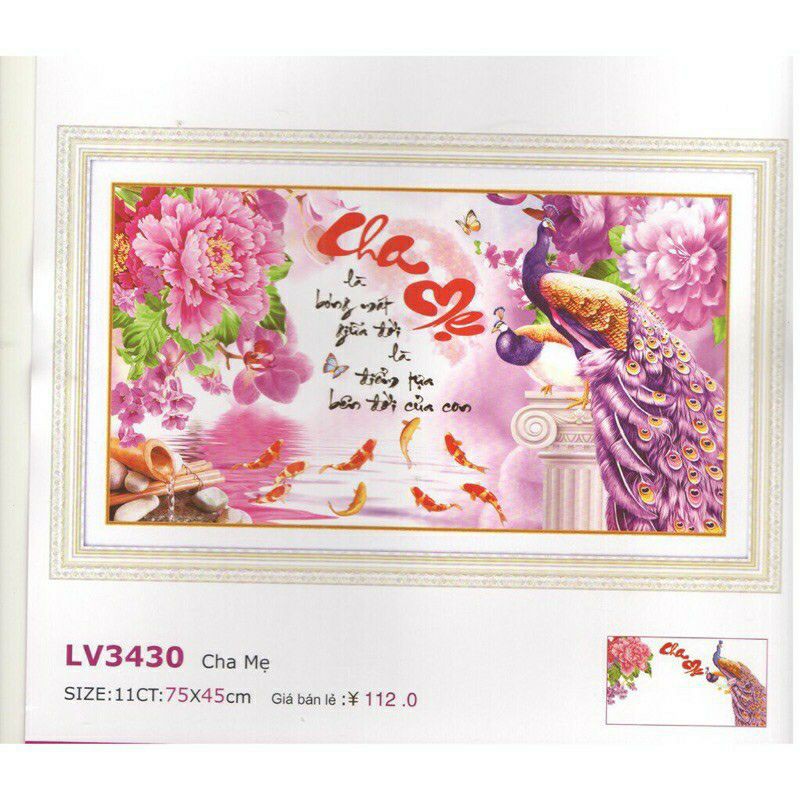 Tranh thêu chữ thập cha mẹ 222405