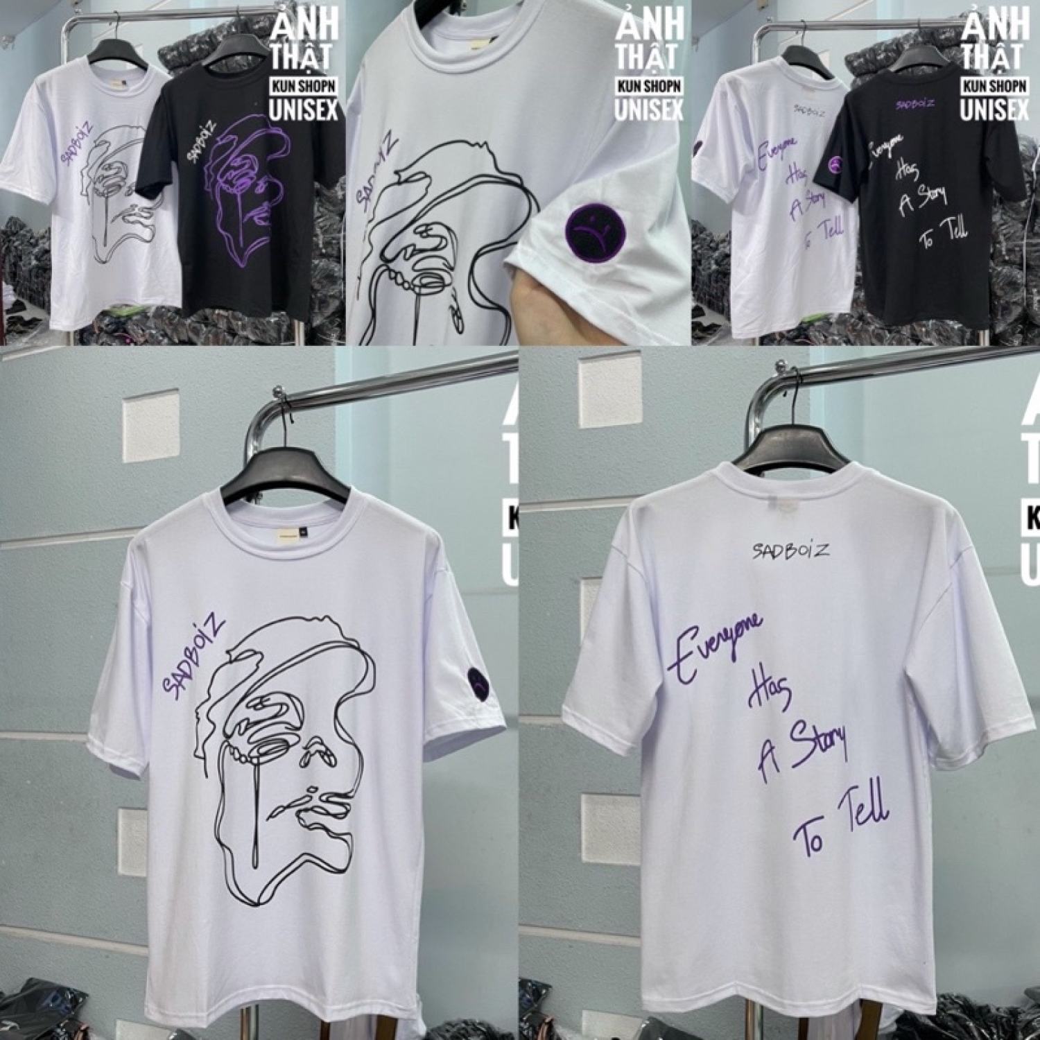 Áo thun tay lỡ unisex freesize sad boiz sad story mặt rối