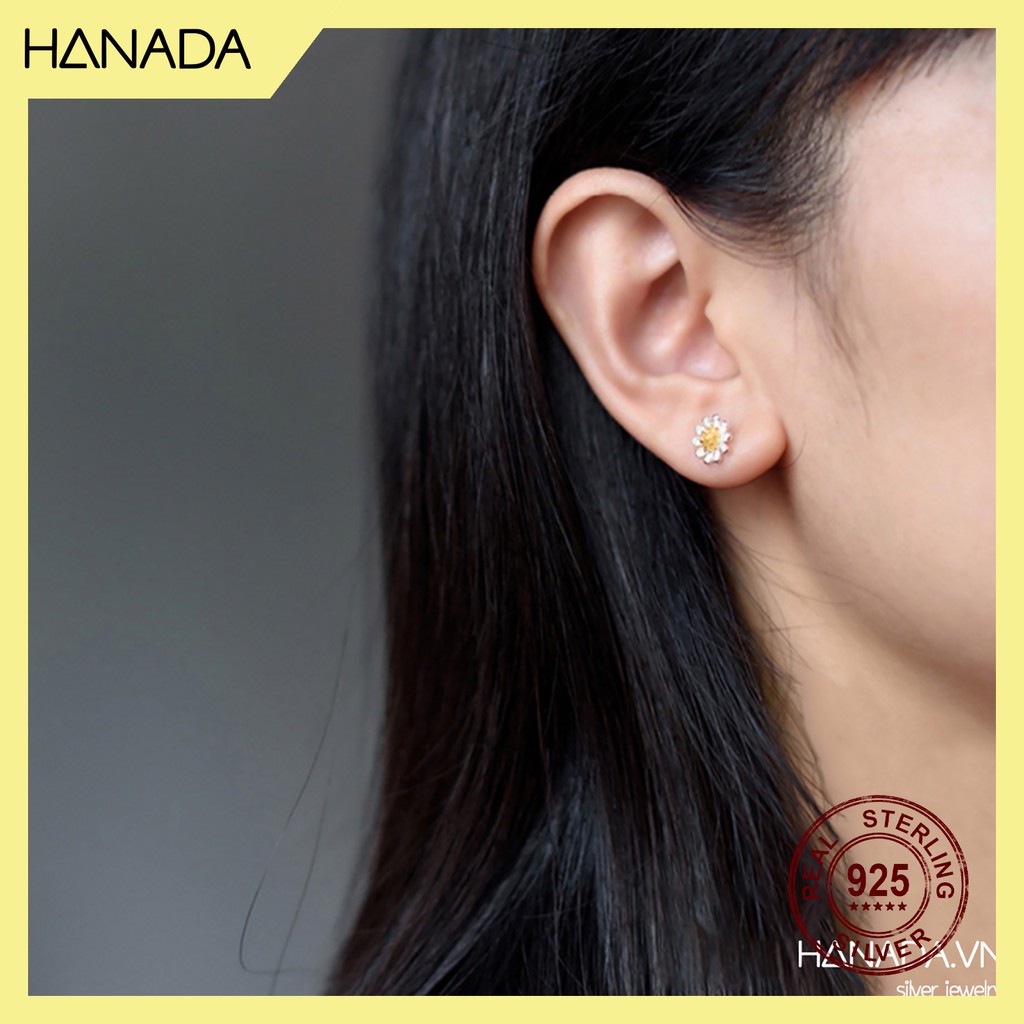 [HCM] Bông Tai Bạc 925 Hanada Hoa Cúc 0336
