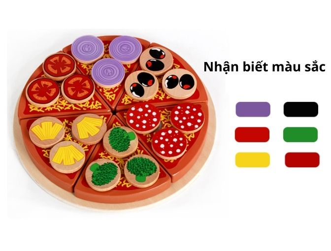 Đồ chơi cắt bánh pizza bằng gỗ cho bé