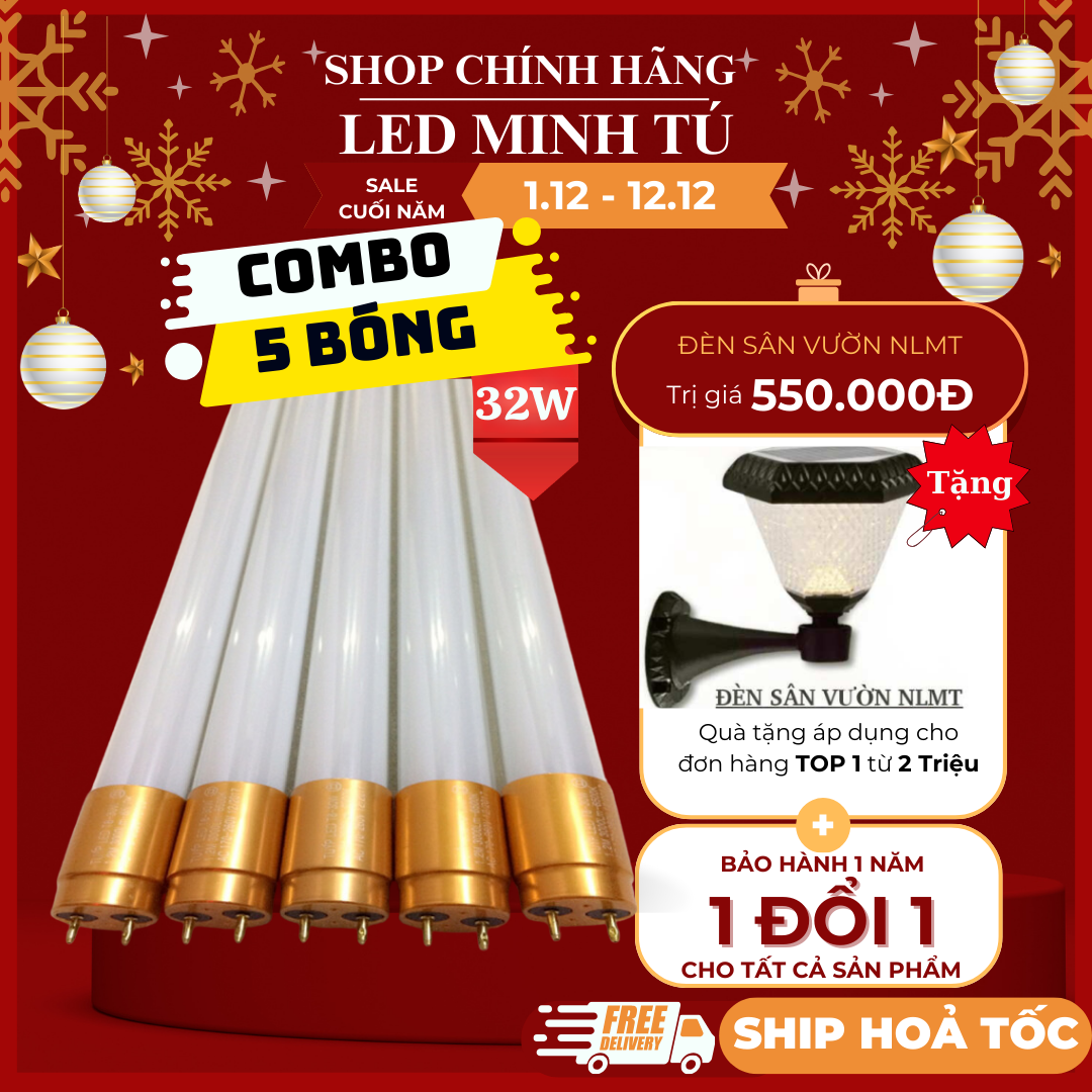 COMBO 5 Bóng đèn Led tuýp 1m2 32w ánh sáng trắng