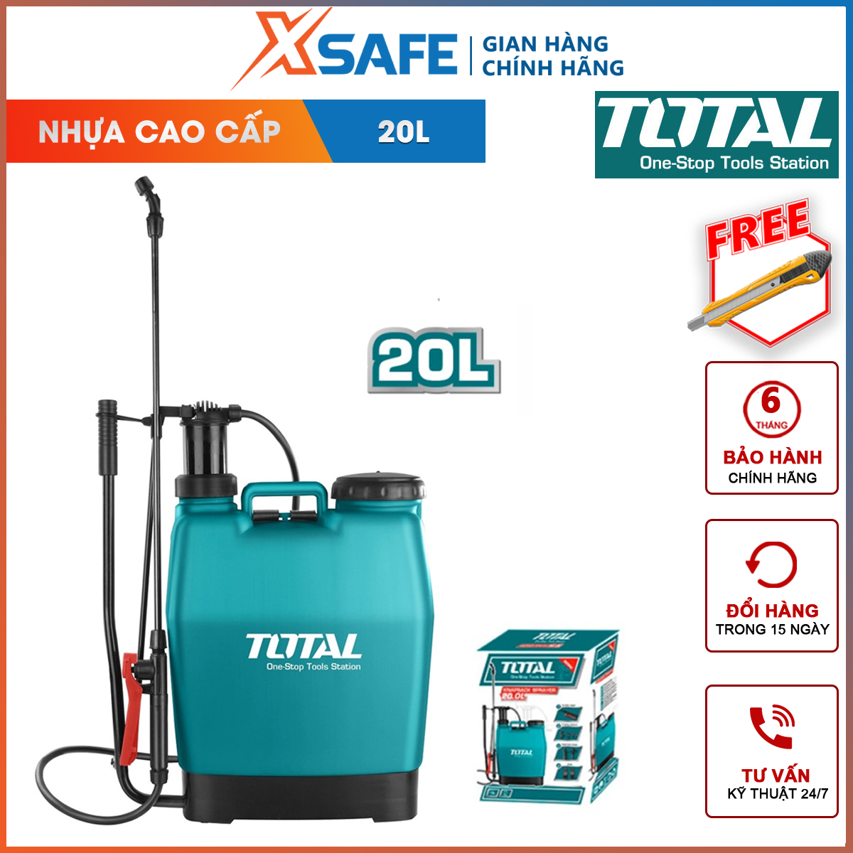 Spray bottle total THSPP4201 | machine aerosol dispenser capacity spray bottle 20L working pressure 1.5 - 4.5 bar watering, care plants ornamental, spray chemicals, Steri