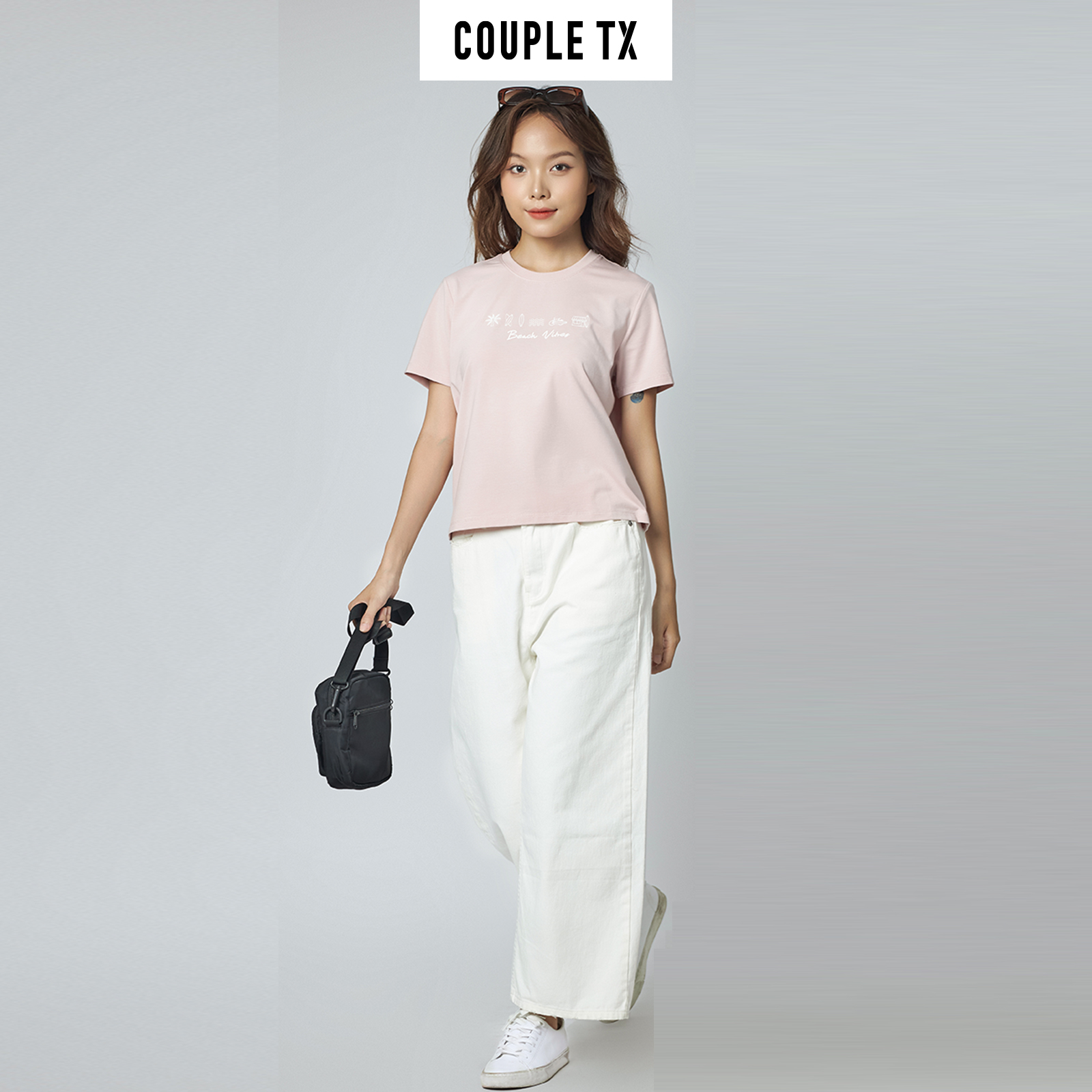 [15.1 - 17.1 Voucher lên đến 200K] Áo Thun Nữ COUPLE TX - Áo Thun Cotton, Tay Ngắn, Cổ Tròn Hình In Icon WTS 2369