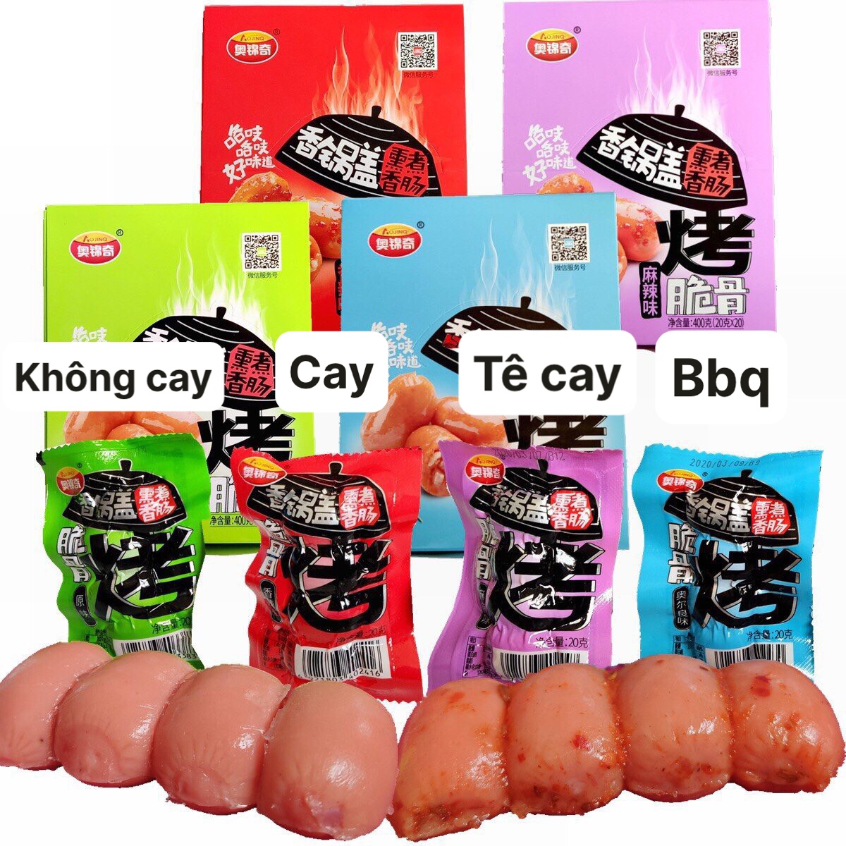 Combo 10 Xúc Xích Sụn Gà Cay Ăn Liền (gói 4 viên 20gr)