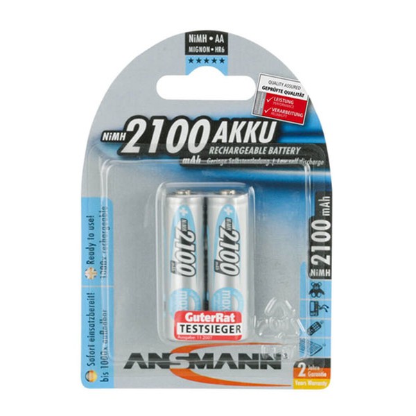 1 vỉ pin sạc aa Ansmann 2100mAh (1 vỉ 2 viên) cao cấp