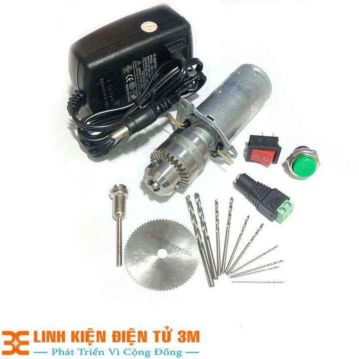 Combo máy khoan mini 12v-2a và phụ kiện v1
