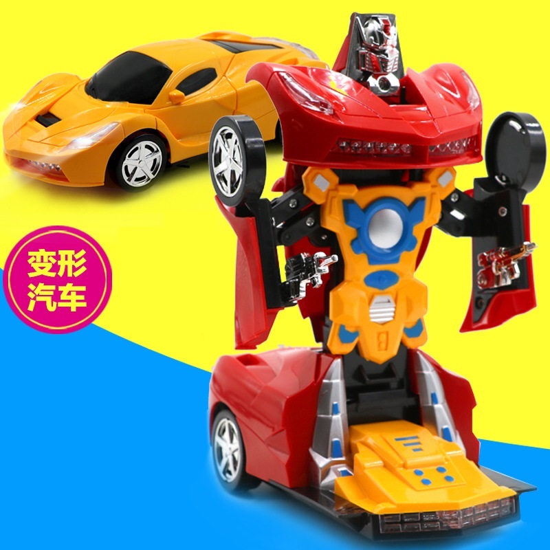 Đồ chơi xe ô tô biến hình rô bot tự động cảm biến vật cản có nhạc đèn