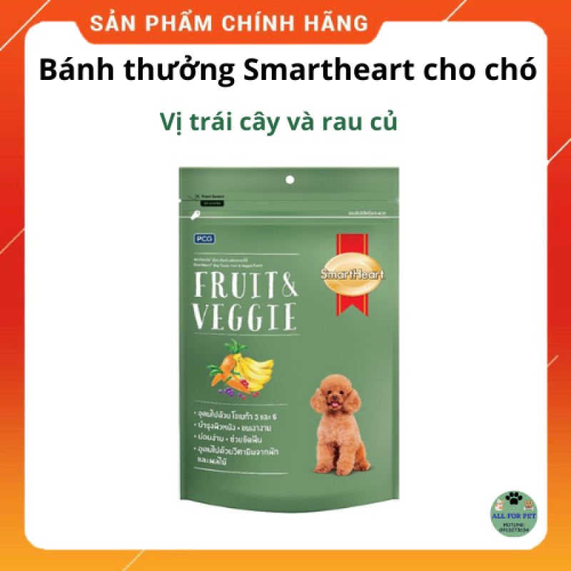 Bánh thưởng cao cấp Smartheart cho chó gói 100gr vị trái cây và rau củ