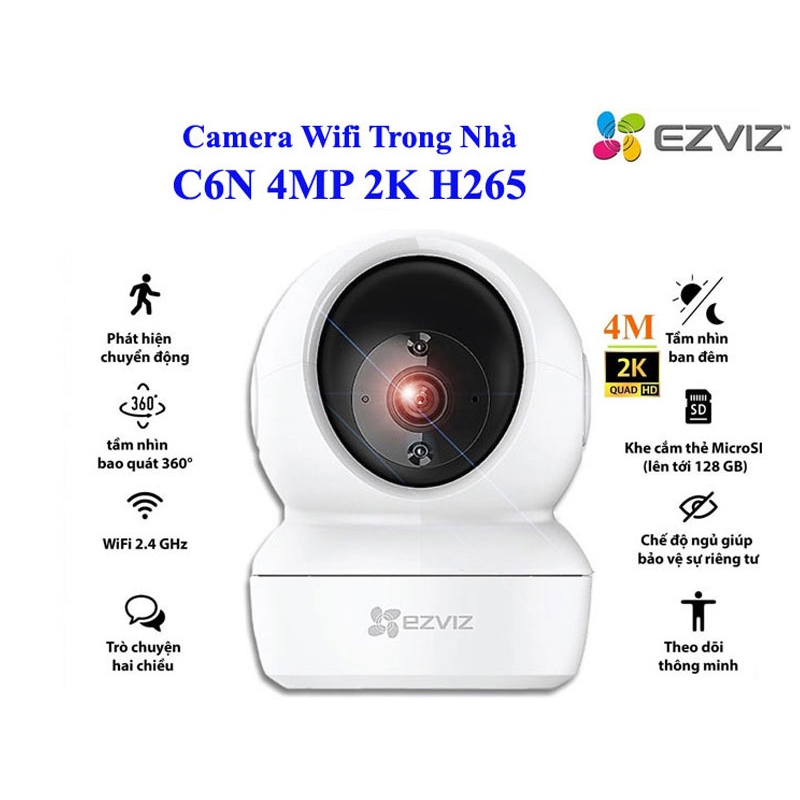 Camera Wifi Ezviz Trong Nhà Xoay 360 độ, đàm thoại 2 chiều C6W 4MP, C6CN, TY1, C1C-B - Hàng Chính Hãng