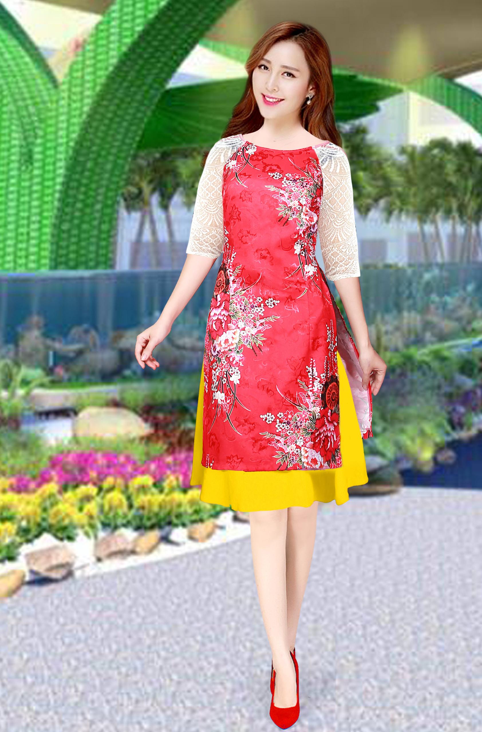 [HCM]Áo dài cách tân gấm in 3d sản phẩm tốt với chất lượng độ bền cao và được cam kết sản phẩm y như hình