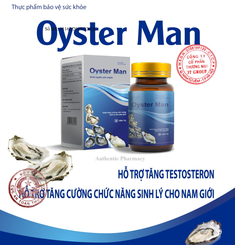 Tinh Hàu Oyster Man Tăng Cường Sinh Lý Nam Giới, Cải Thiện Chất Lượng Tinh Trùng (Hộp 30 Viên) nhập khẩu