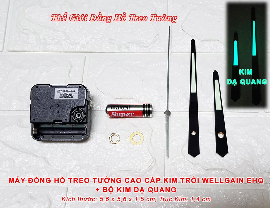 Máy Đồng Hồ KIM TRÔI Cao Cấp WELLGAIN – Kim màu Đen có Dạ Quang - Bảo hành 1 năm – Tặng Pin Maxell