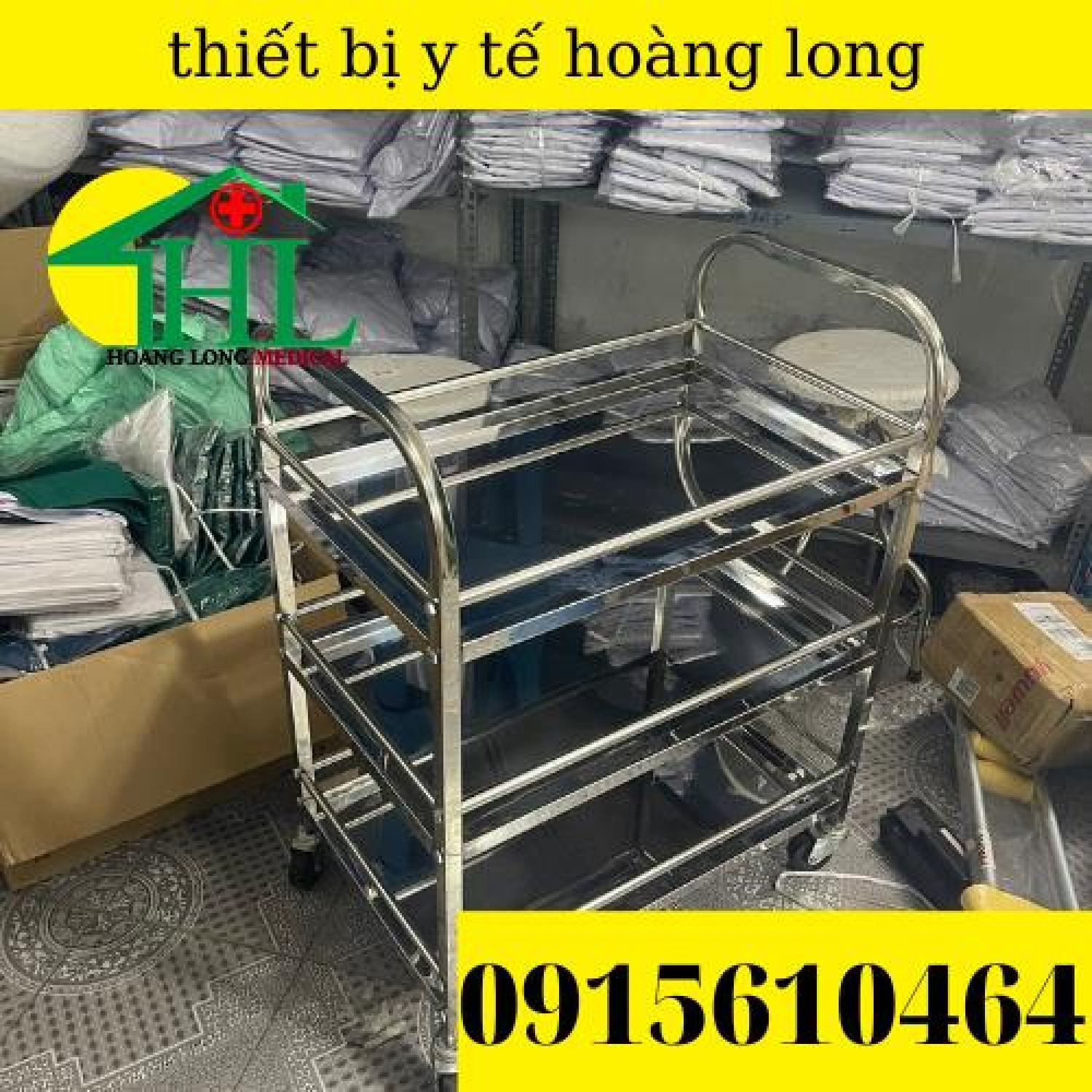 Xe Tiêm 3 Tầng Inox - Xe Đẩy Inox