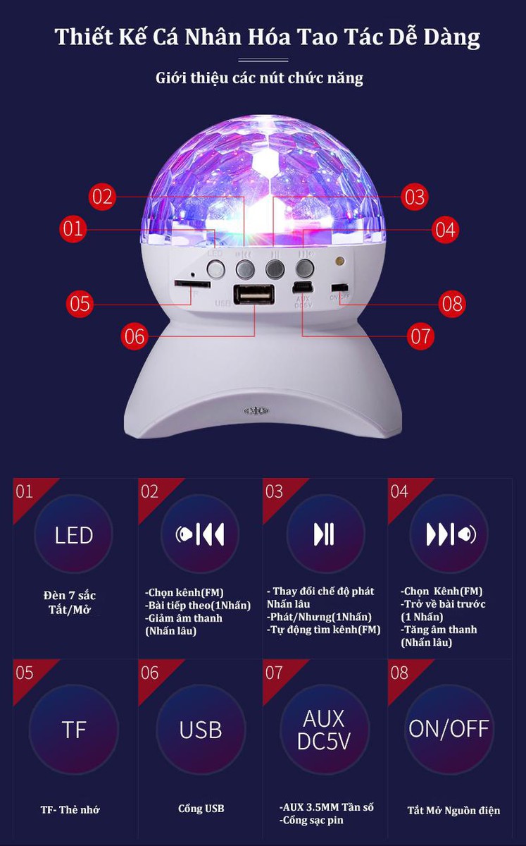 LOA BLUETOOTH KIÊM ĐÈN VŨ TRƯỜNG 7 MÀU  .Loa bluetooth L740 kiêm đèn vũ trường, Đèn LED Chiếu Vũ Trường Kiêm Loa Bluetooth L-740 Loa bluetooth đèn LED 7 màu Cát Thái L-740 hiệu ứng ánh sáng lấp lánh xoay chuyển như trong quán bar,