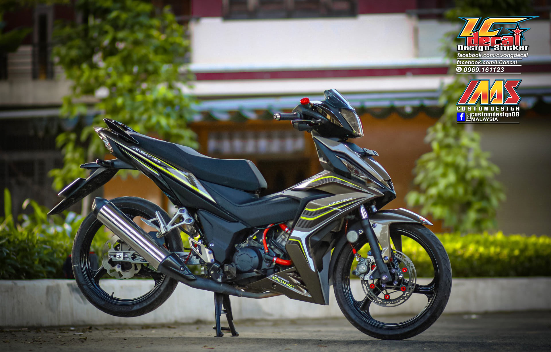 Tem rời dán xe winner v1 mẫu sọc xanh trắng đen chữ rs 150r cực đẹp, hàng 3 lớp chất lượng cao