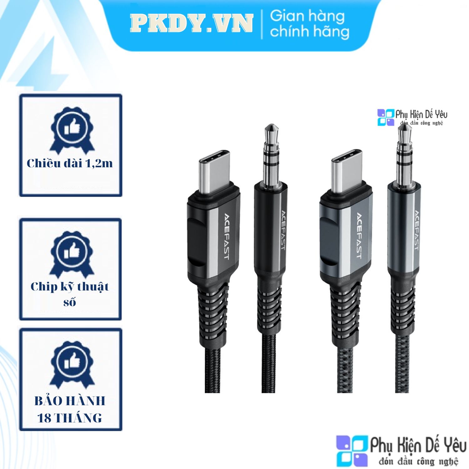Cáp âm thanh AceFast C1-08 USB-C sang đầu đực 3.5mm (PHÂN PHỐI CHÍNH HÃNG)