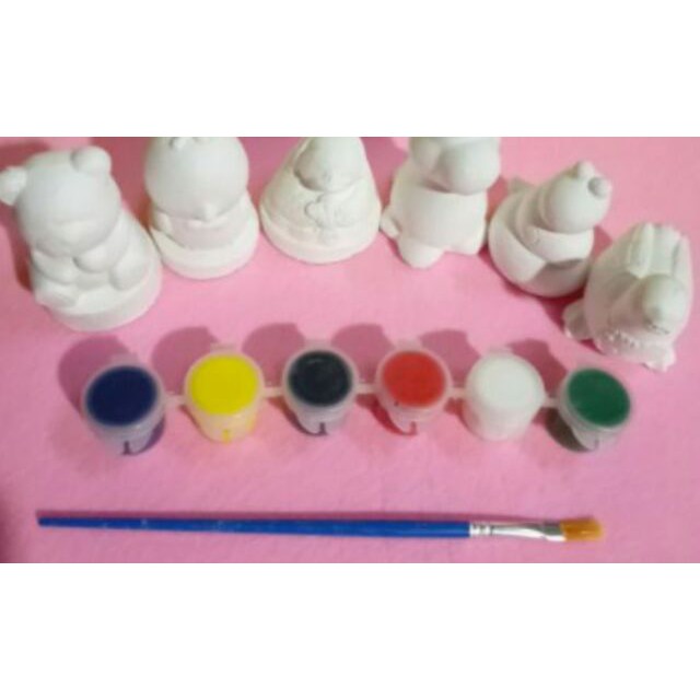 Tô tượng 10 con + màu + cọ .Tượng thạch cao