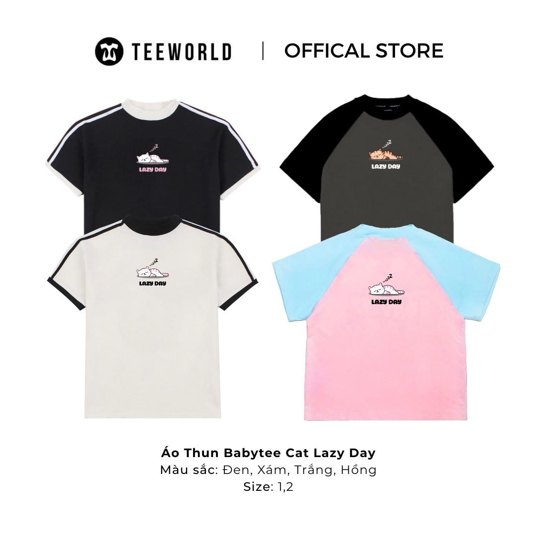 Áo thun Babytee Teeworld Cat Lazy Day Form Fit Chất Thun Co Dãn