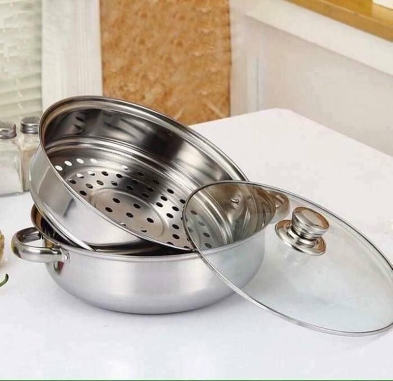 Nồi hấp 2 tầng bằng inox cao cấp đa năng