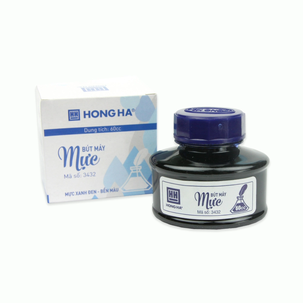 Mực Hồng Hà Bơm Bút Máy 60ml - Mực Bút Máy Hồng Hà 60ml Đủ Màu (Tím nhạt / Xanh / Đen)